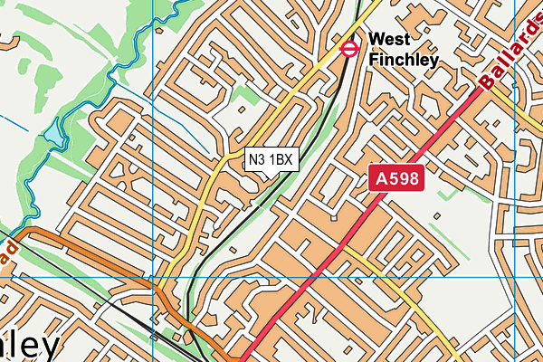 N3 1BX map - OS VectorMap District (Ordnance Survey)