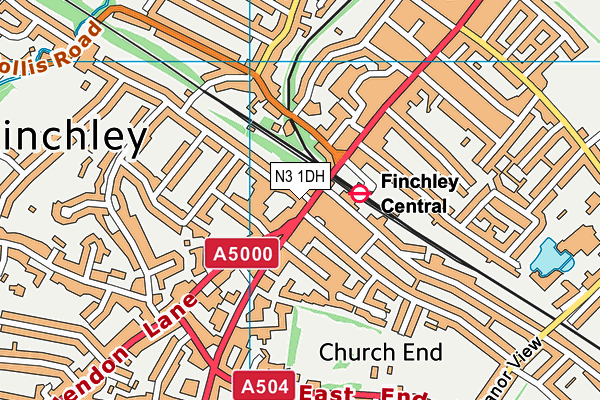 N3 1DH map - OS VectorMap District (Ordnance Survey)