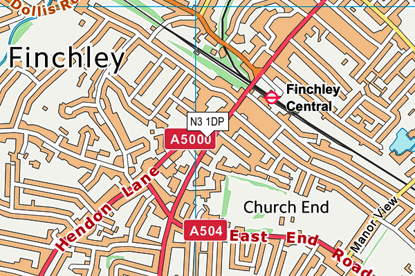 N3 1DP map - OS VectorMap District (Ordnance Survey)