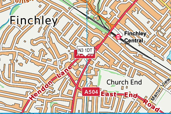 N3 1DT map - OS VectorMap District (Ordnance Survey)