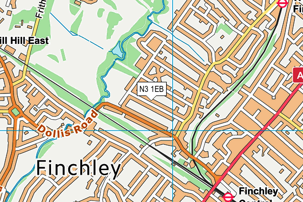 N3 1EB map - OS VectorMap District (Ordnance Survey)