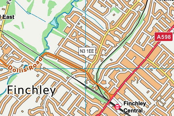 N3 1EE map - OS VectorMap District (Ordnance Survey)