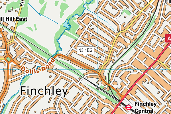 N3 1EG map - OS VectorMap District (Ordnance Survey)