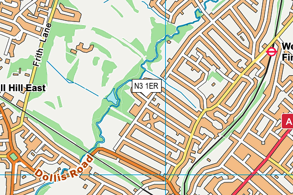 N3 1ER map - OS VectorMap District (Ordnance Survey)