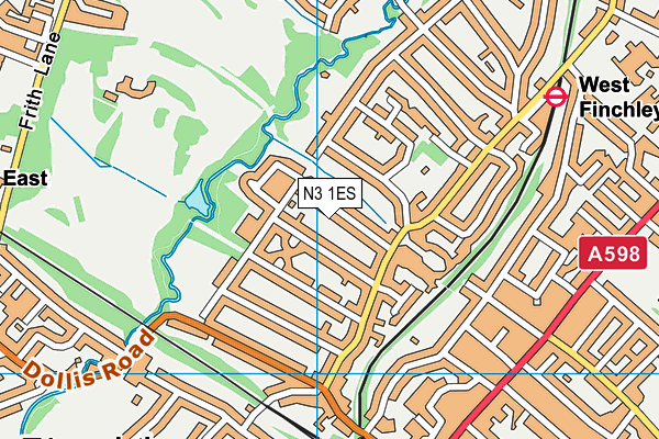 N3 1ES map - OS VectorMap District (Ordnance Survey)