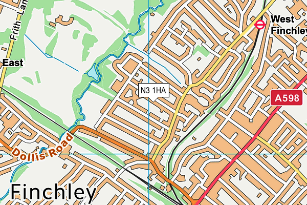 N3 1HA map - OS VectorMap District (Ordnance Survey)