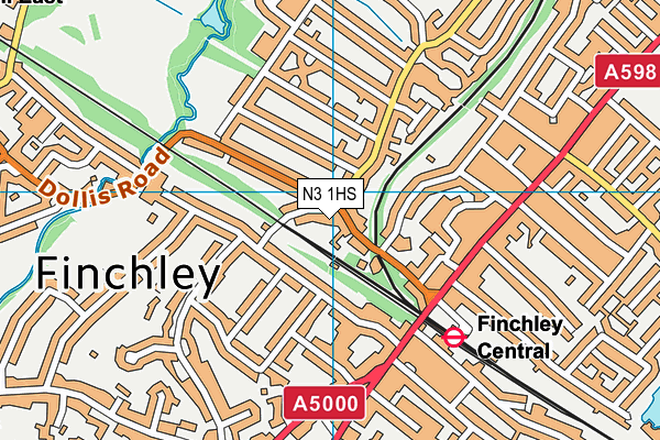 N3 1HS map - OS VectorMap District (Ordnance Survey)