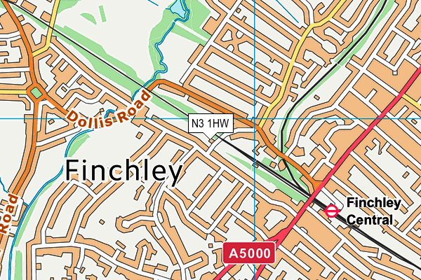 N3 1HW map - OS VectorMap District (Ordnance Survey)