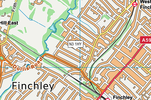 N3 1HY map - OS VectorMap District (Ordnance Survey)