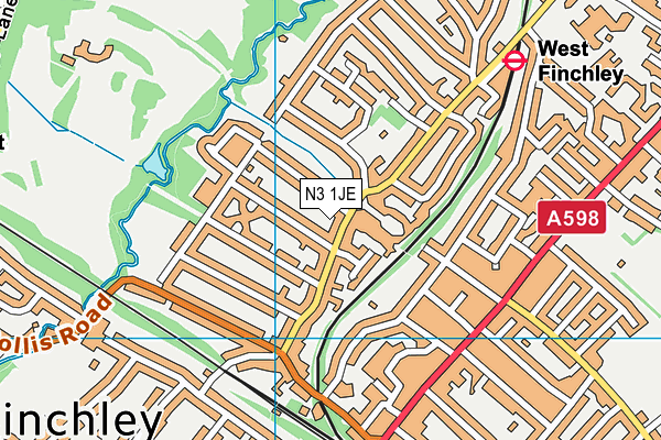 N3 1JE map - OS VectorMap District (Ordnance Survey)