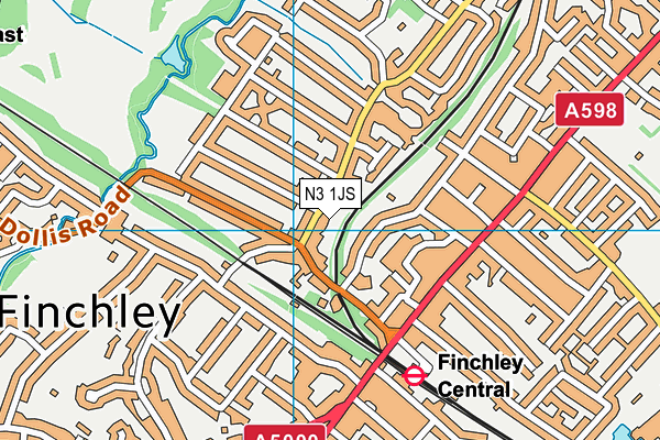 N3 1JS map - OS VectorMap District (Ordnance Survey)