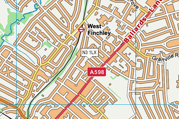 N3 1LX map - OS VectorMap District (Ordnance Survey)