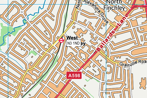 N3 1ND map - OS VectorMap District (Ordnance Survey)