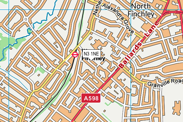 N3 1NE map - OS VectorMap District (Ordnance Survey)