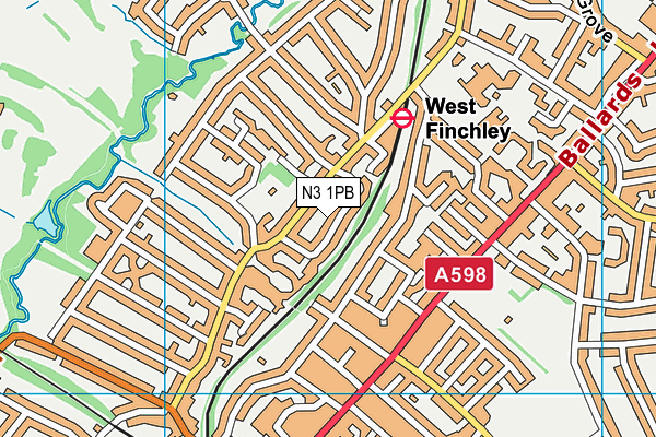 N3 1PB map - OS VectorMap District (Ordnance Survey)