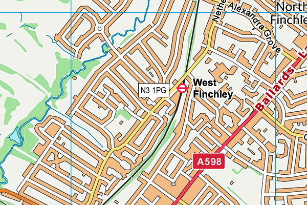 N3 1PG map - OS VectorMap District (Ordnance Survey)