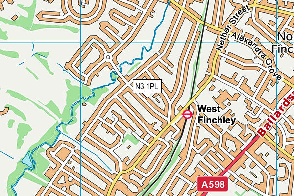 N3 1PL map - OS VectorMap District (Ordnance Survey)