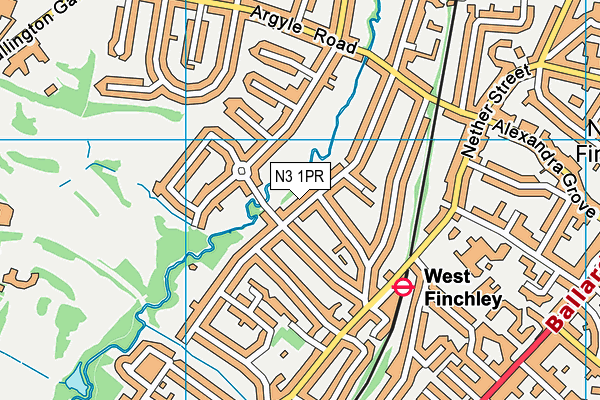 N3 1PR map - OS VectorMap District (Ordnance Survey)