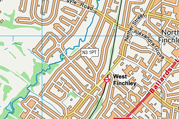 N3 1PT map - OS VectorMap District (Ordnance Survey)