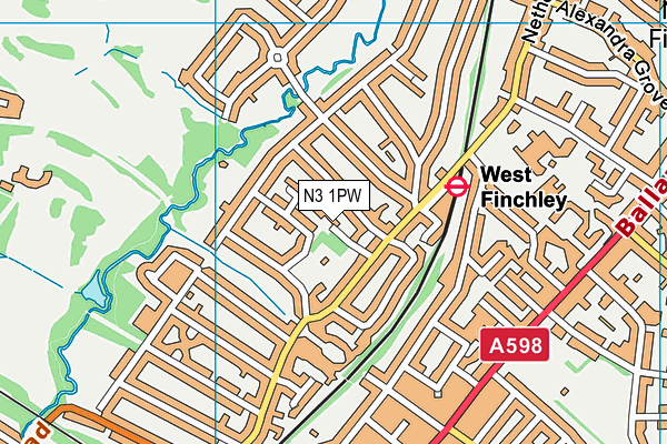 N3 1PW map - OS VectorMap District (Ordnance Survey)