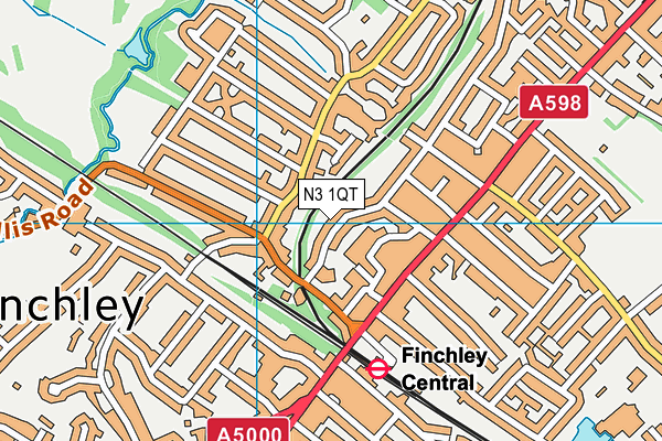 N3 1QT map - OS VectorMap District (Ordnance Survey)