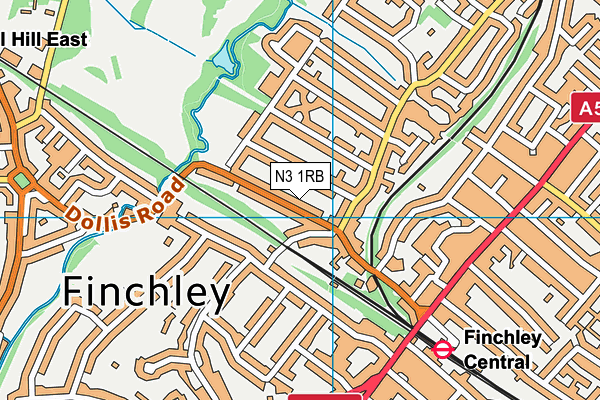 N3 1RB map - OS VectorMap District (Ordnance Survey)