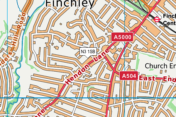 N3 1SB map - OS VectorMap District (Ordnance Survey)