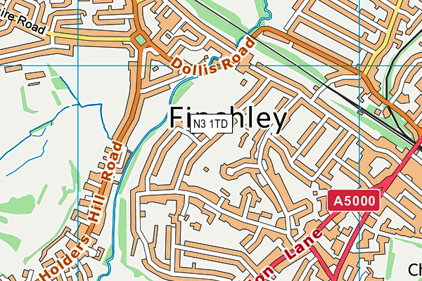 Christ's College Finchley (Dollis Playing Fields) map (N3 1TD) - OS VectorMap District (Ordnance Survey)