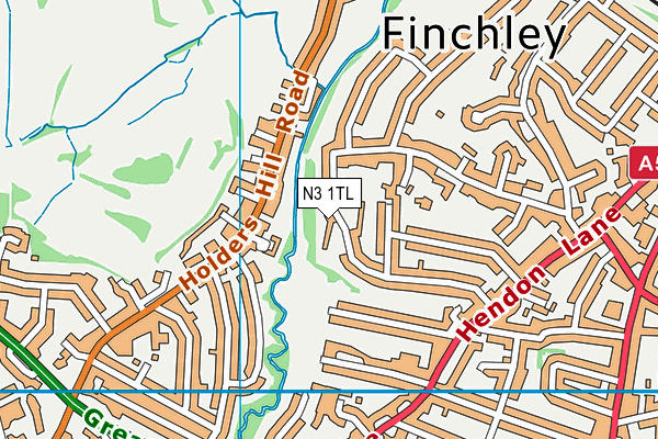 N3 1TL map - OS VectorMap District (Ordnance Survey)