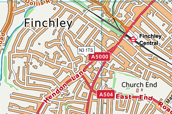 N3 1TS map - OS VectorMap District (Ordnance Survey)