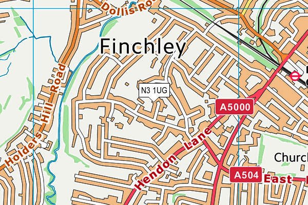 N3 1UG map - OS VectorMap District (Ordnance Survey)