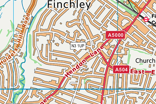 N3 1UP map - OS VectorMap District (Ordnance Survey)