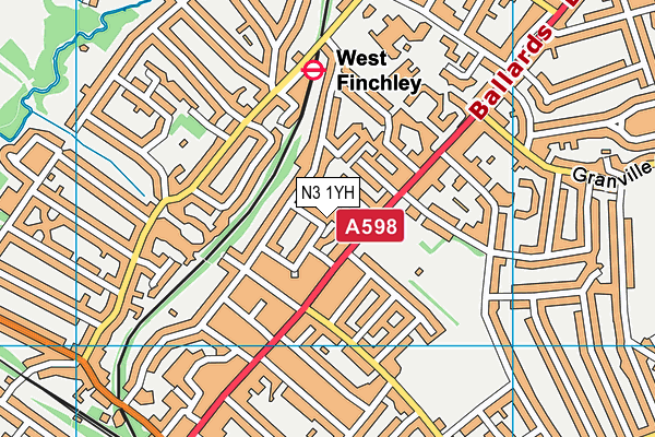 N3 1YH map - OS VectorMap District (Ordnance Survey)