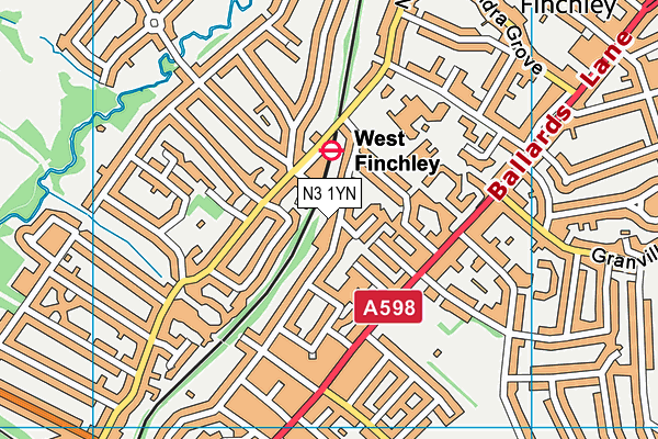 N3 1YN map - OS VectorMap District (Ordnance Survey)