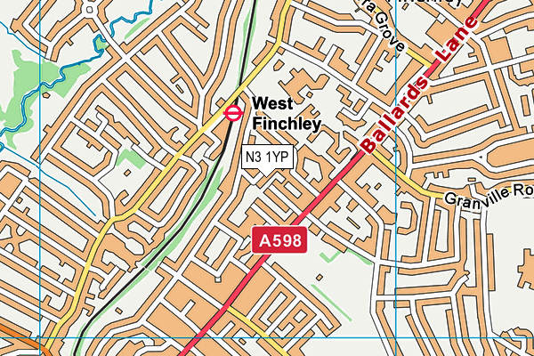 N3 1YP map - OS VectorMap District (Ordnance Survey)