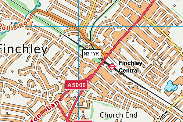 N3 1YR map - OS VectorMap District (Ordnance Survey)