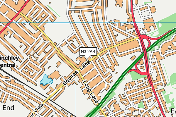 N3 2AB map - OS VectorMap District (Ordnance Survey)