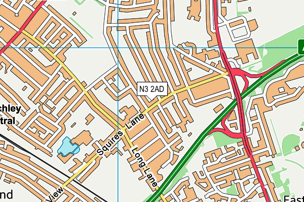 N3 2AD map - OS VectorMap District (Ordnance Survey)