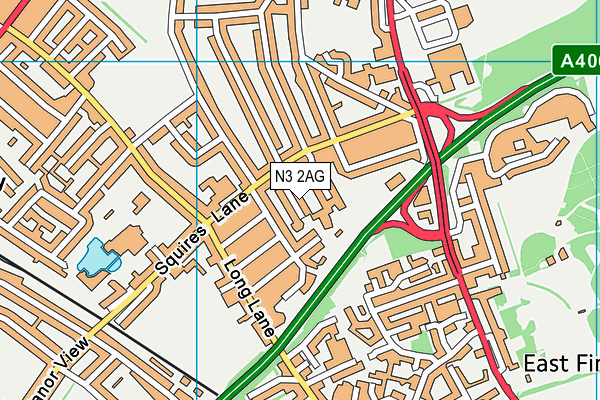 Tudor Primary School map (N3 2AG) - OS VectorMap District (Ordnance Survey)