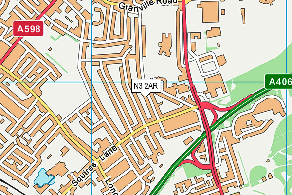 N3 2AR map - OS VectorMap District (Ordnance Survey)