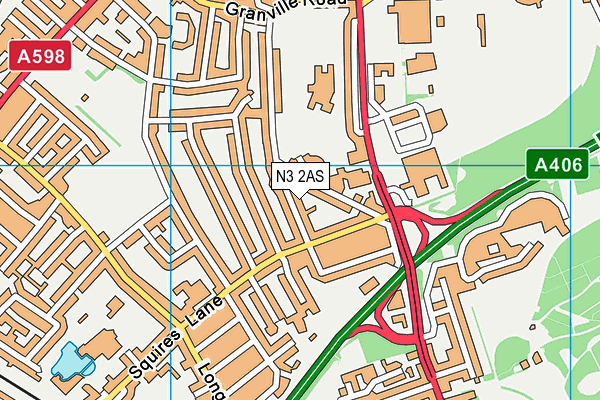 N3 2AS map - OS VectorMap District (Ordnance Survey)