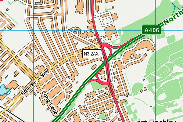 N3 2AX map - OS VectorMap District (Ordnance Survey)