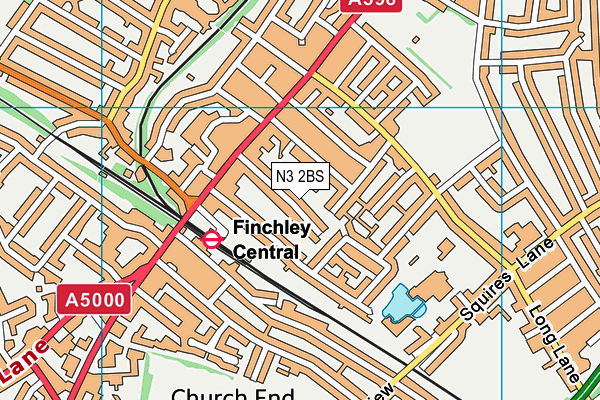 N3 2BS map - OS VectorMap District (Ordnance Survey)