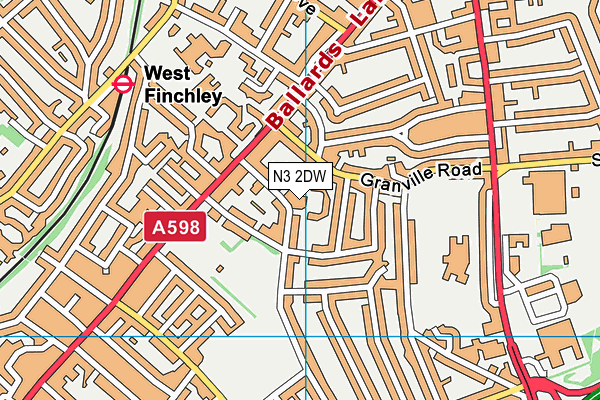 N3 2DW map - OS VectorMap District (Ordnance Survey)
