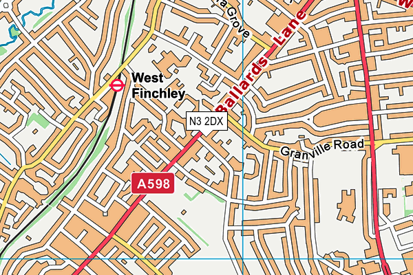 N3 2DX map - OS VectorMap District (Ordnance Survey)