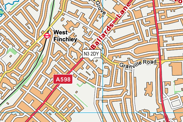 N3 2DY map - OS VectorMap District (Ordnance Survey)