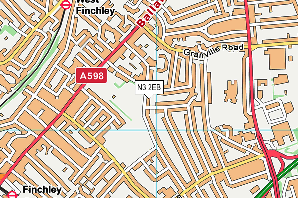 N3 2EB map - OS VectorMap District (Ordnance Survey)
