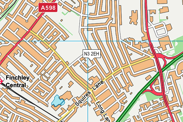N3 2EH map - OS VectorMap District (Ordnance Survey)