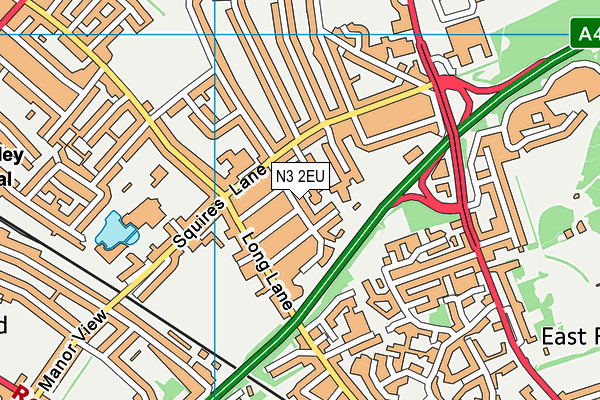 N3 2EU map - OS VectorMap District (Ordnance Survey)