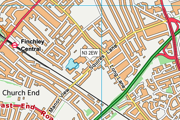 N3 2EW map - OS VectorMap District (Ordnance Survey)